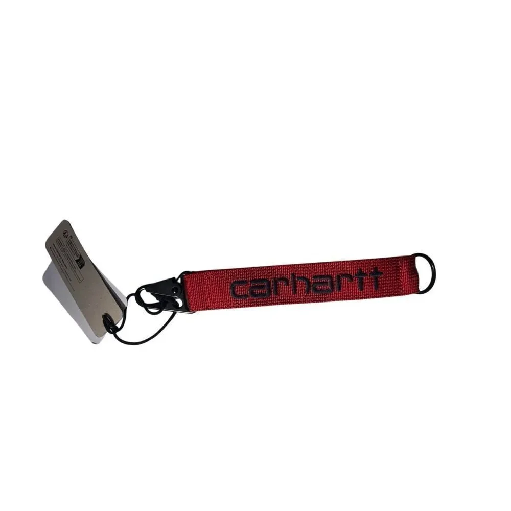 Carhartt WIP Jaden Keyholder Scarlet Red Logo Webbing Clip Keychain, New